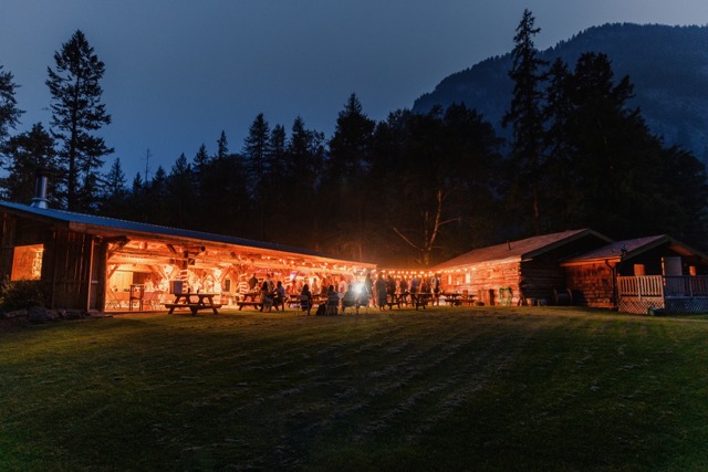Bull River Guest Ranch Outdoor Reception at Night