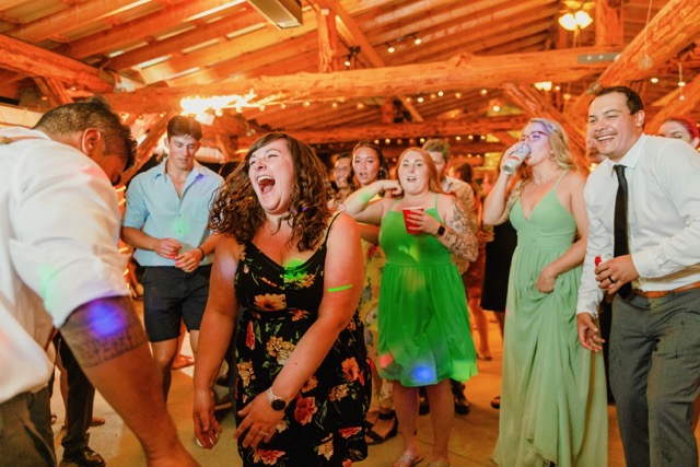 Wedding guests partying at Bull River Guest Ranch